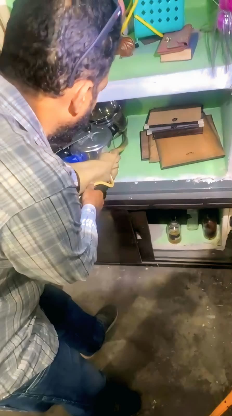 Woman opens wardrobe, spots a snake, and immediately shuts the door in panic