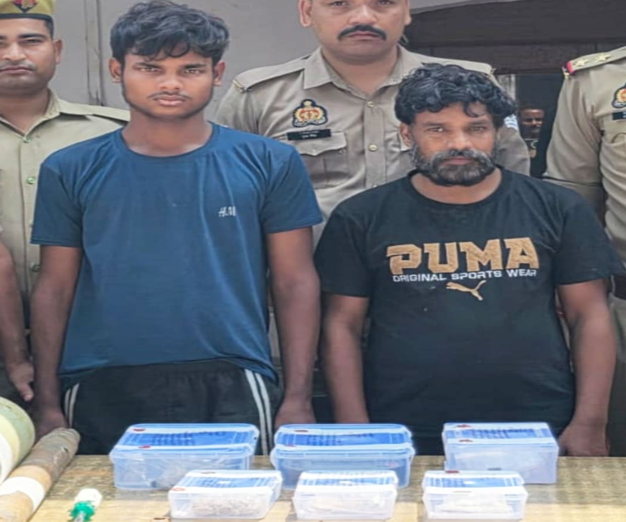 Three miscreants arrested in an encounter; one shot in the leg.