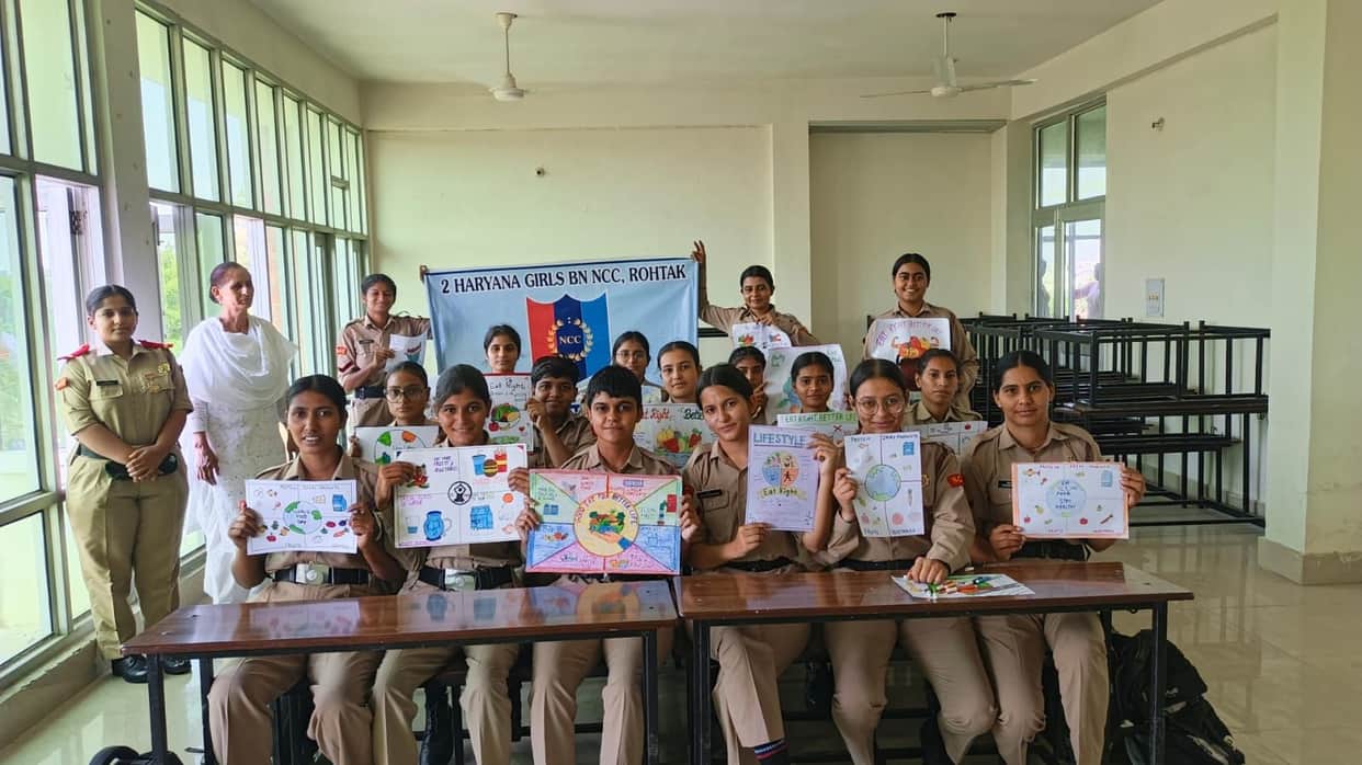 NCC cadets participated in a poster-making competition.