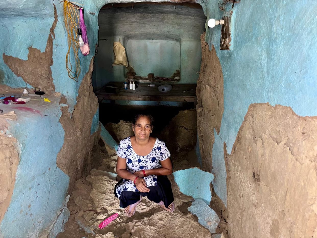 Mud cave collapses in Bateshwar following rain.