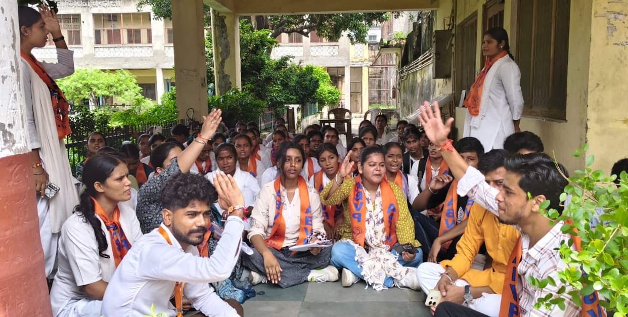 ABVP staged a protest... raised issues concerning female students.
