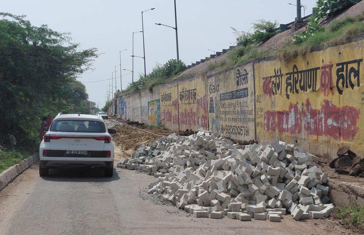 Construction work on the potholed service road has begun, and motorists have breathed a sigh of relief.