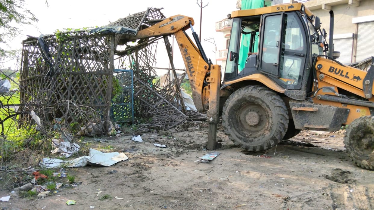 Bulldozer used on temporary encroachments.