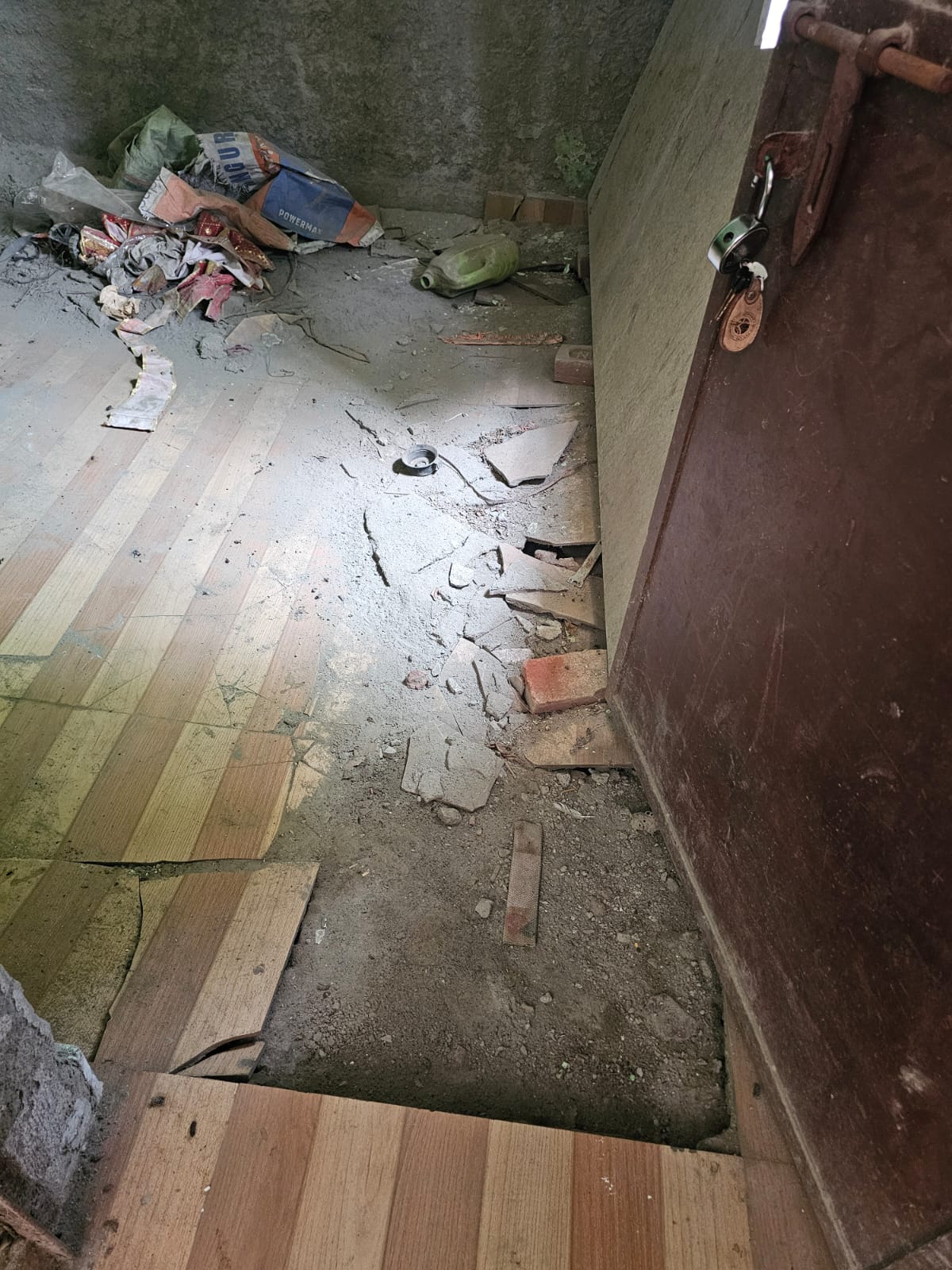 Panchayat building dilapidated within just five years; leaking roof exposes poor construction.