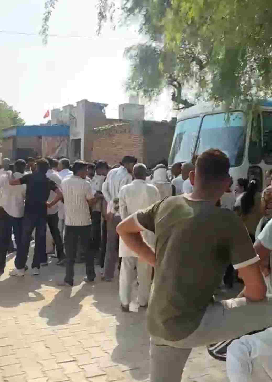 Villagers stopped the bus in Gawad on the second day of the bus route change.