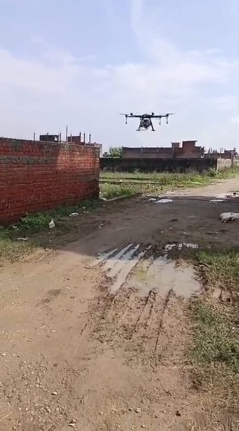 The Municipal Corporation used drones to spray anti-larval agents for mosquito control.