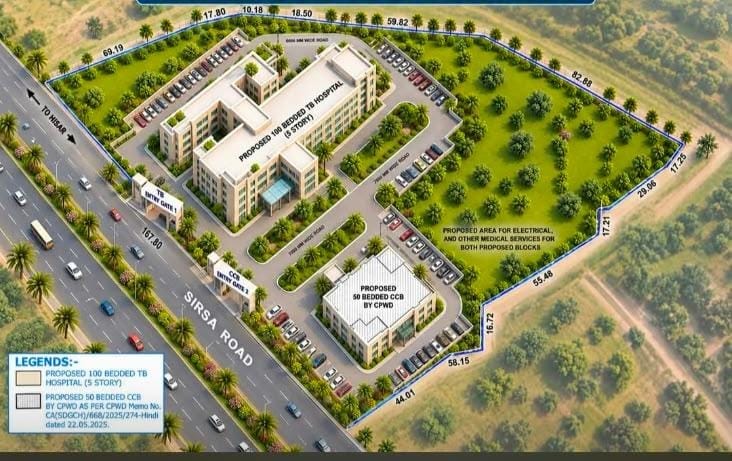 The new TB hospital building will be five stories high and will also feature a 50-bed CCU.