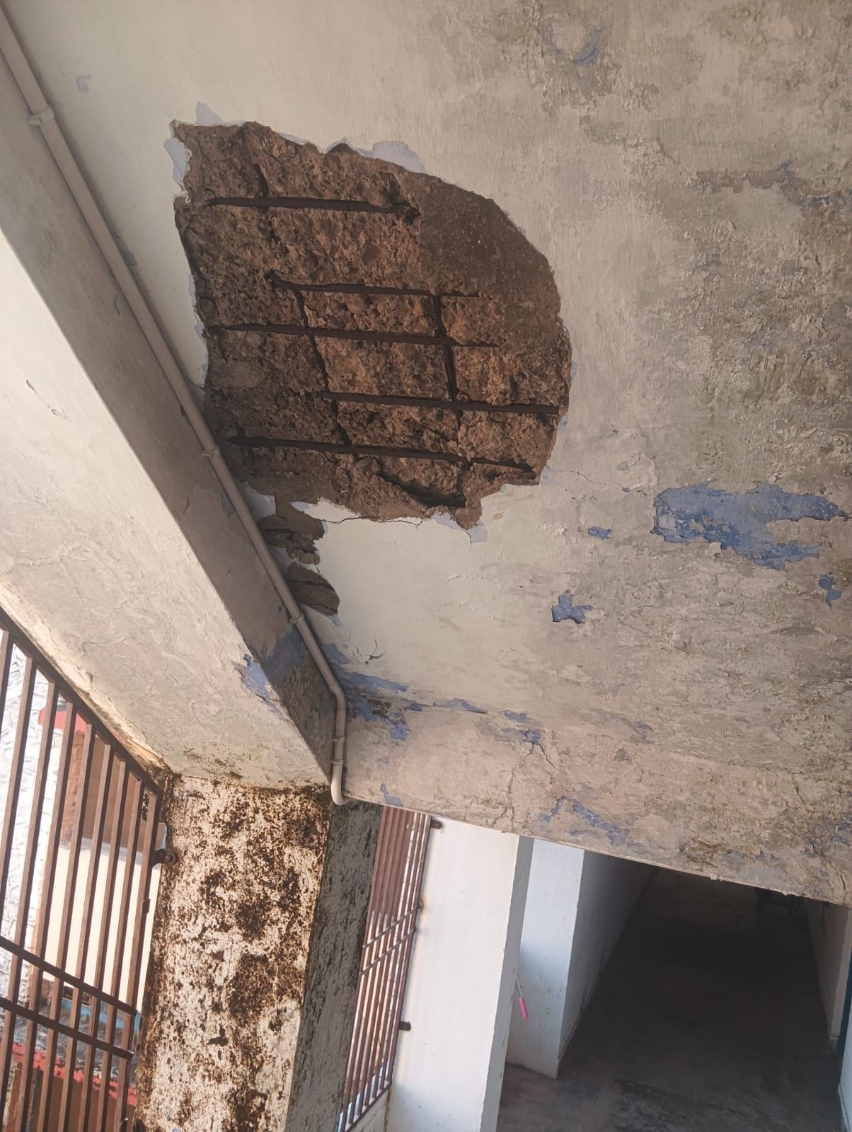 त्रिलोकरपुर स्कूल की छत्त से झड़ रहा प्लास्टर। संवाद