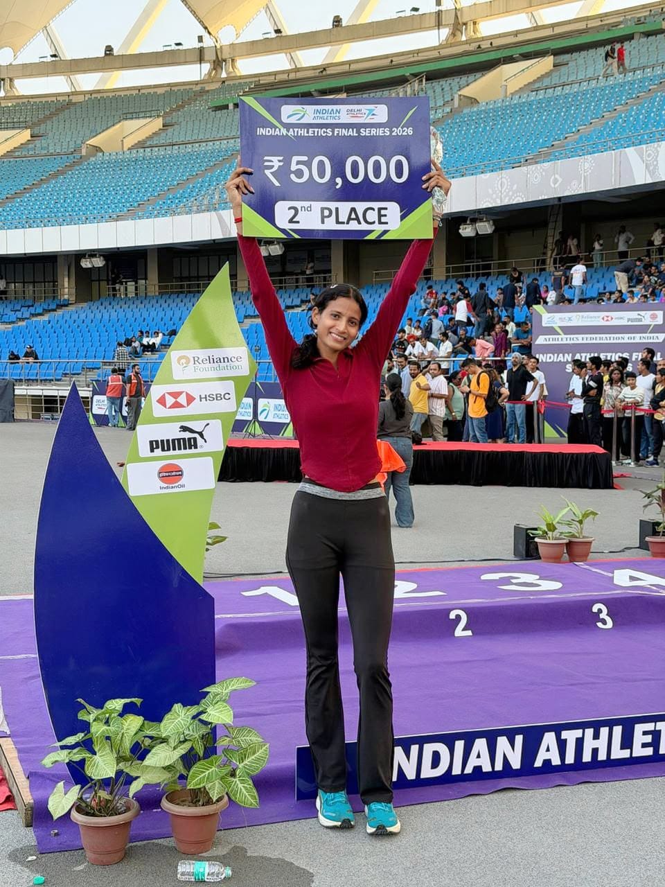 1. Reet Rathore secured second place with a jump of 1.81 meters.