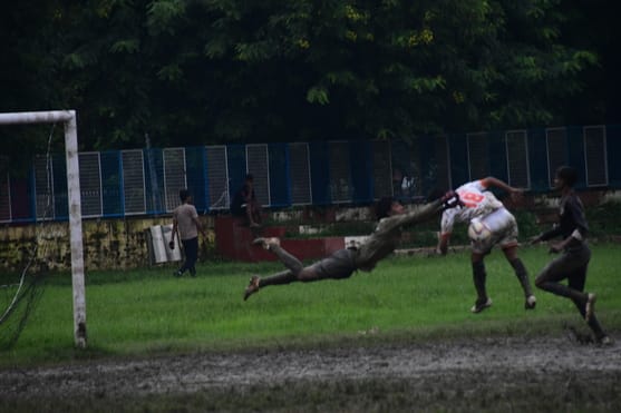 Mangalpur Sporting defeated Kids Care 5-1; the second match ended in a draw.