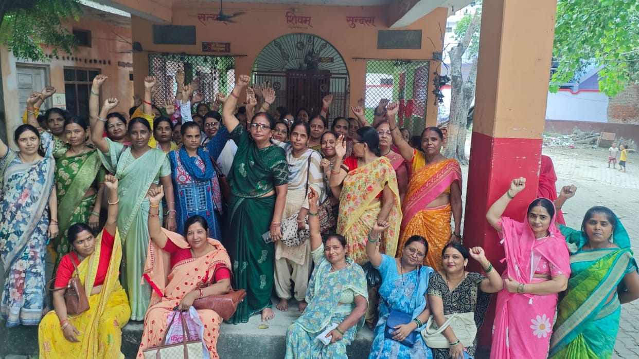 Anganwadi workers roared in protest against the location