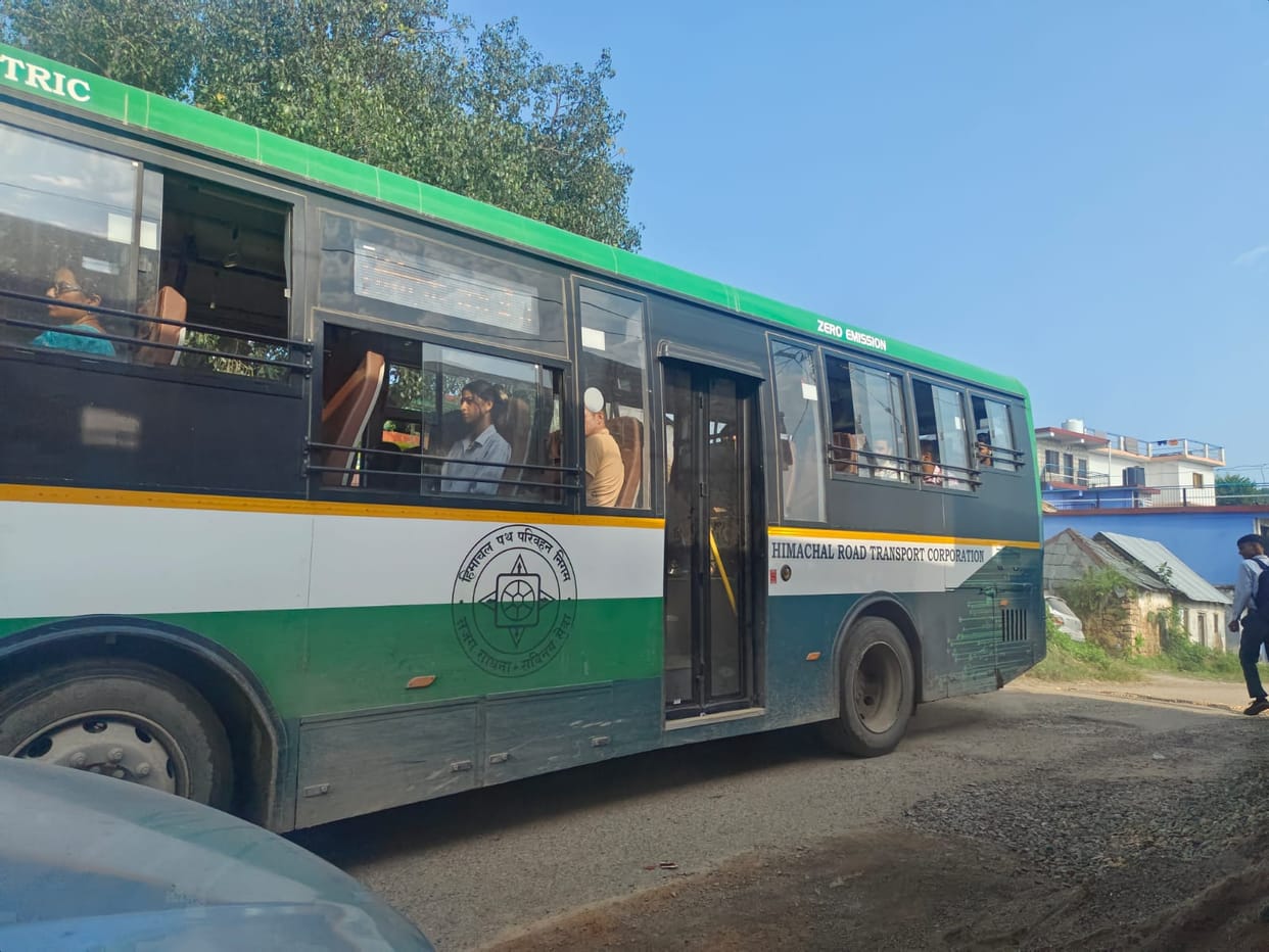 Electric bus runs on the Bilaspur-Bandla route for the first time; service to become regular if the trial is successful.