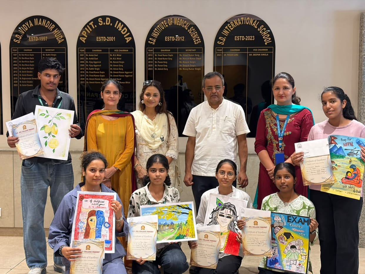 Riya stood first in painting, and Bhumika first in poster making.