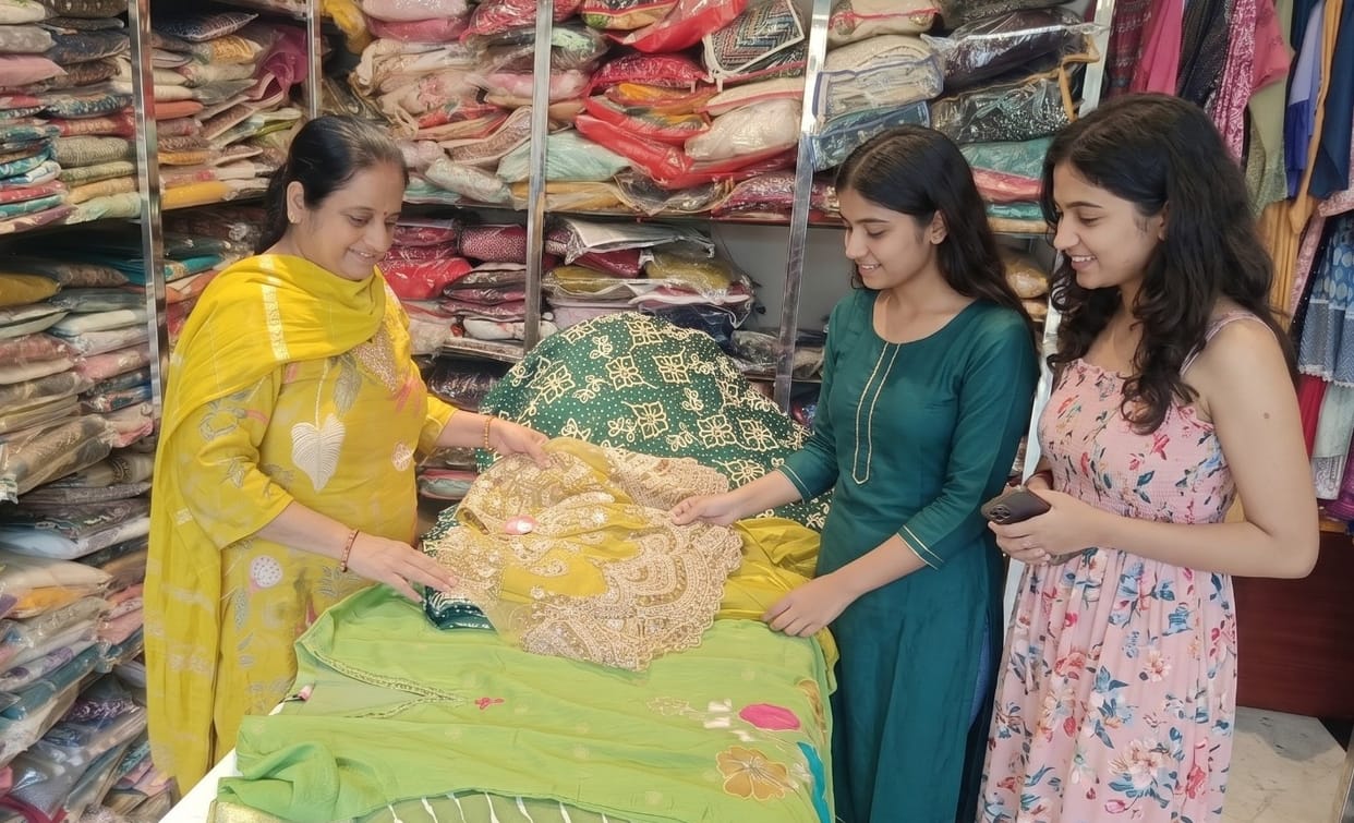 The demand for velvet and heavily embroidered 'koti' suits has risen with the change in weather.