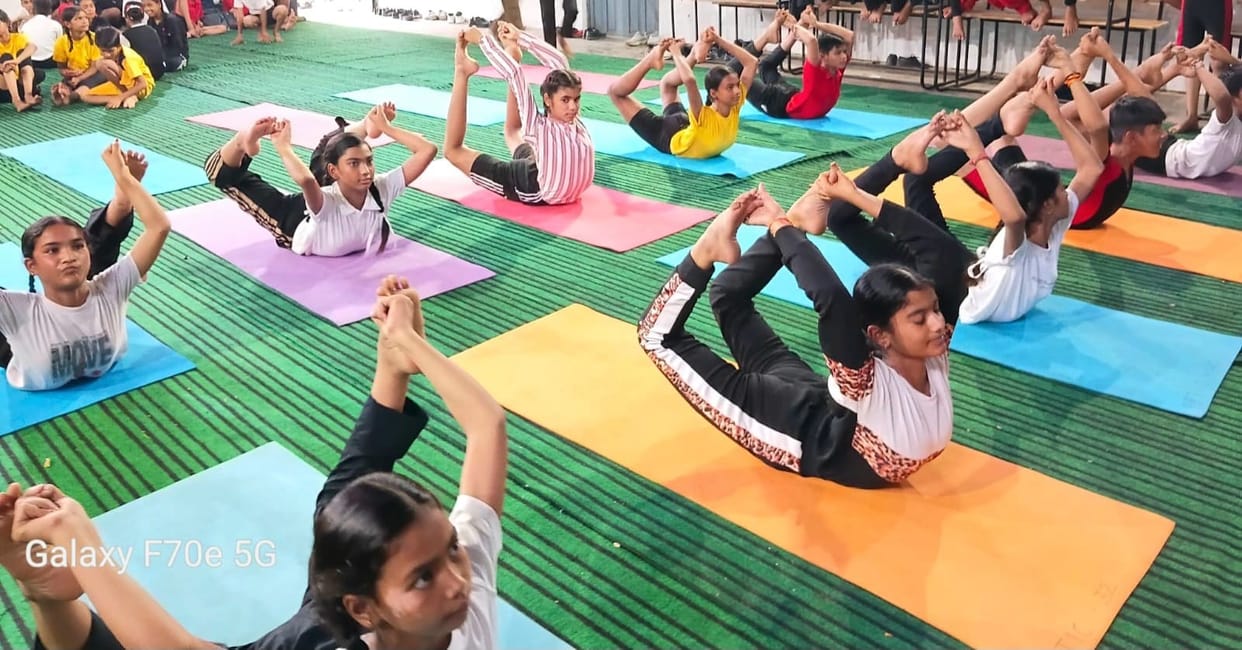 Impressive performance by players in the block-level yoga competition.