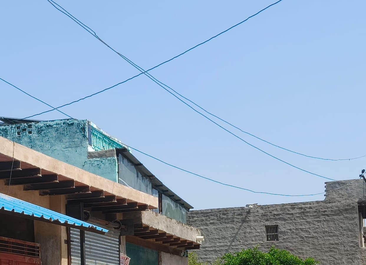 Power lines dangling in Myana; risk of accident.