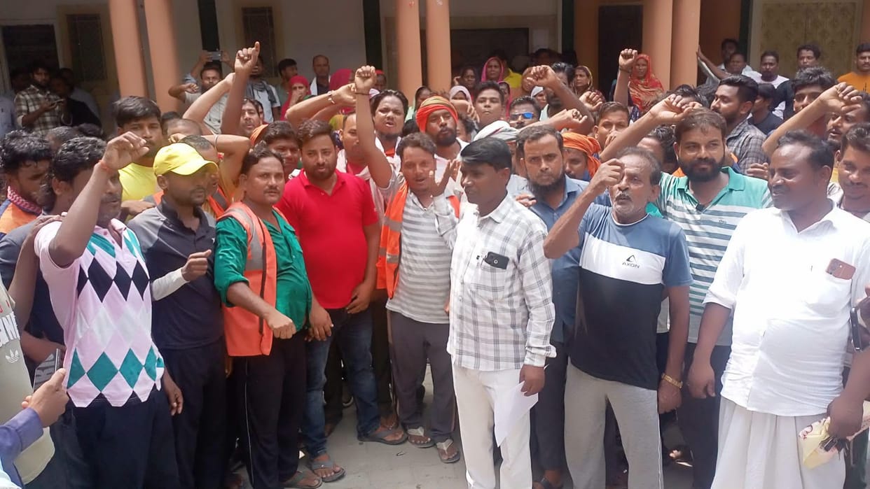 Contract workers staged a five-hour work boycott.
