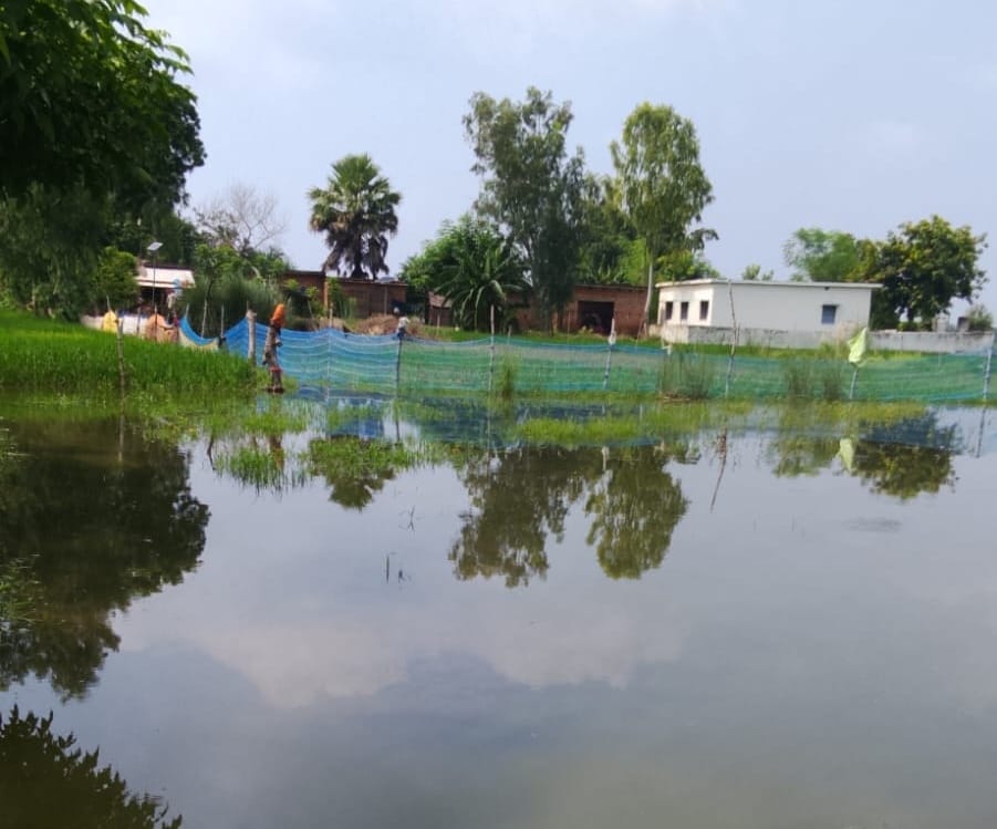 सरयू के पानी से घिरा सेमरी गांव। संवाद