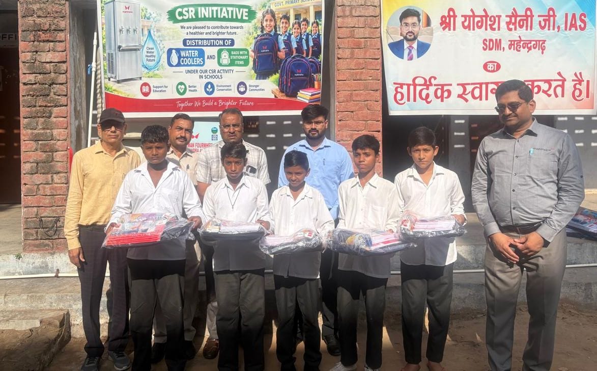 110 students received school bags at the school.