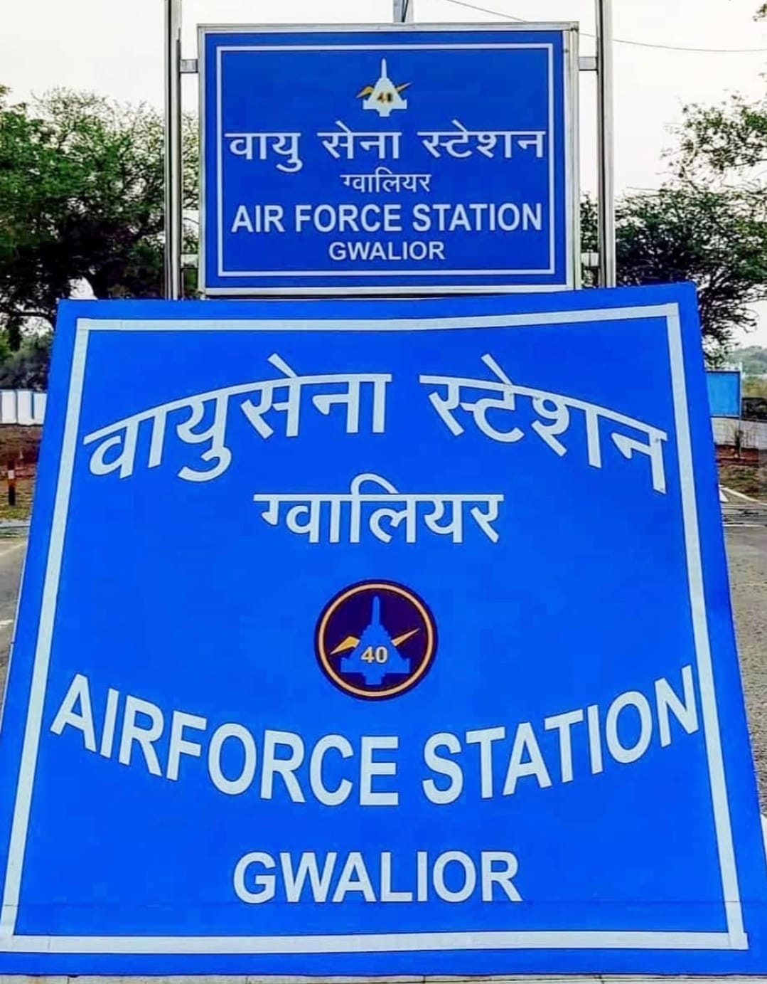 Theft at Gwalior Air Force Station complex; aircraft scrap carted away using a garbage-hauling tractor.