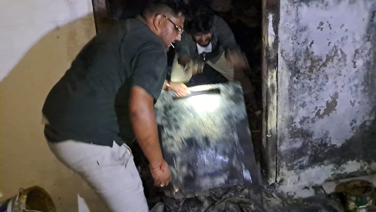 Not a single fire extinguisher worked; students doused the fire using buckets and pipes.