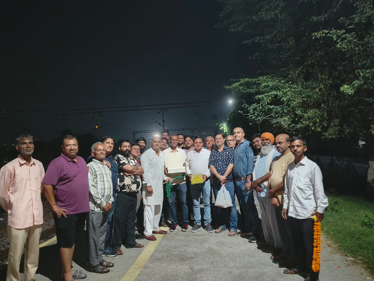 Passengers distributed laddus upon the extension of the Ludhiana-Jakhal Passenger train to Jind