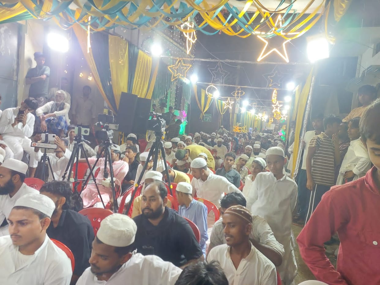 A large crowd gathered at the Seerat-un-Nabi gathering in Badagaon.