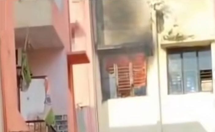 Fire breaks out in house due to short circuit; two people, including a girl, fall ill after inhaling smoke.