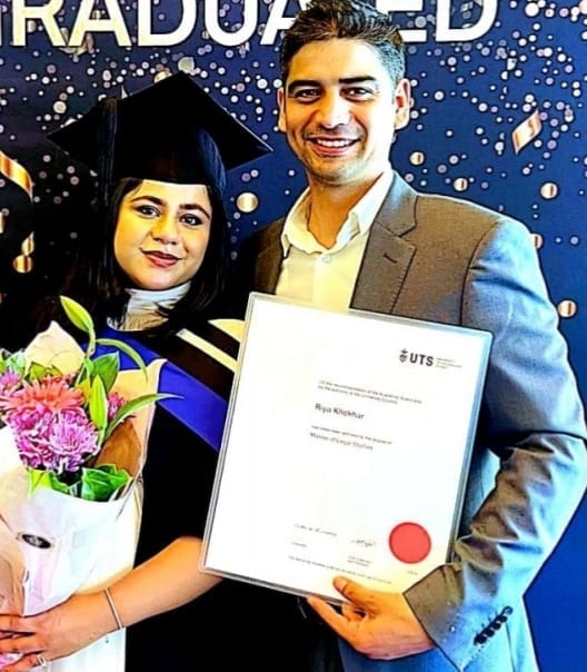 Riya Khokhar obtains barrister degree in Australia.