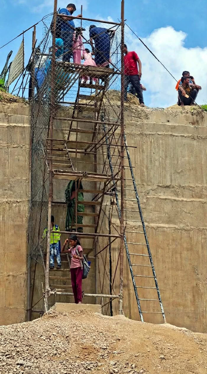 Permission for Ater bridge hanging in the balance, traveling at risk of life