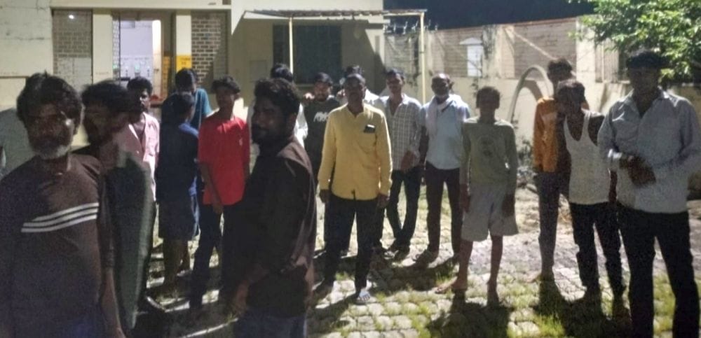 Villagers frustrated by power outages create a ruckus at the power house.