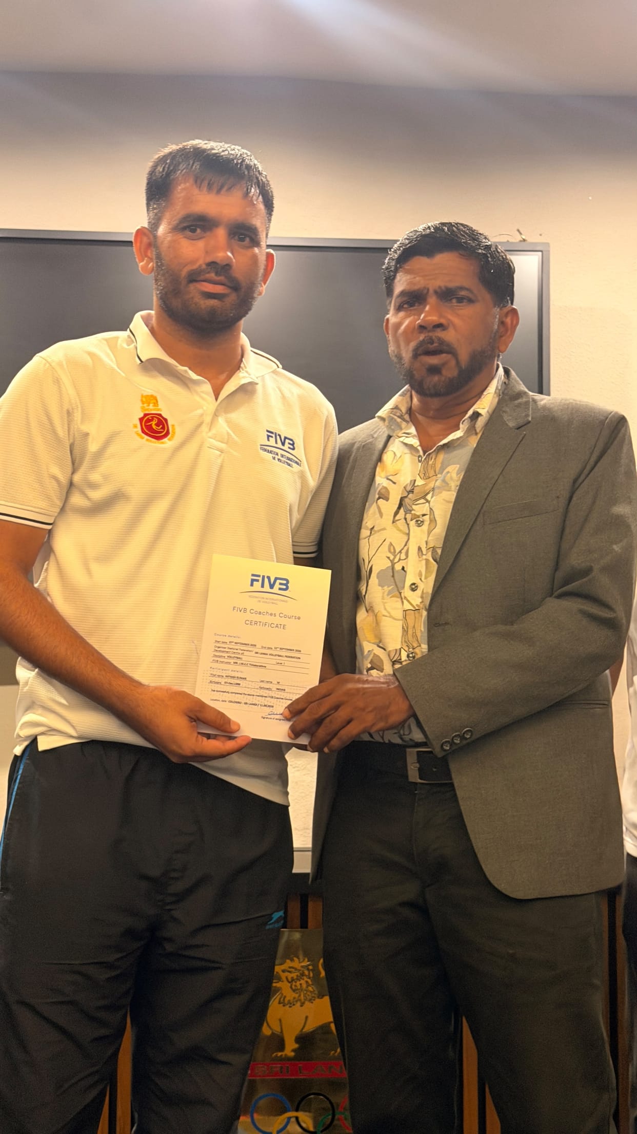Volleyball coach Manoj returned after training in Sri Lanka