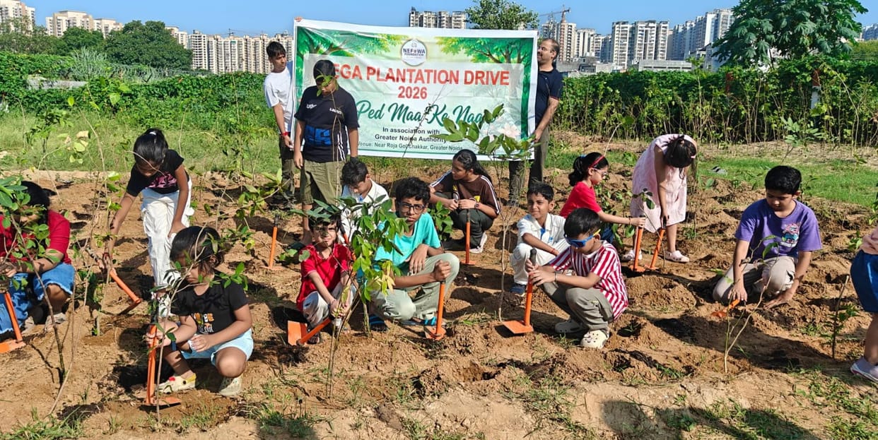 Children planted saplings and pledged to ensure greenery.