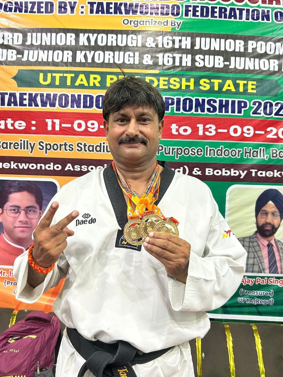 Pankaj wins three gold medals in Taekwondo.