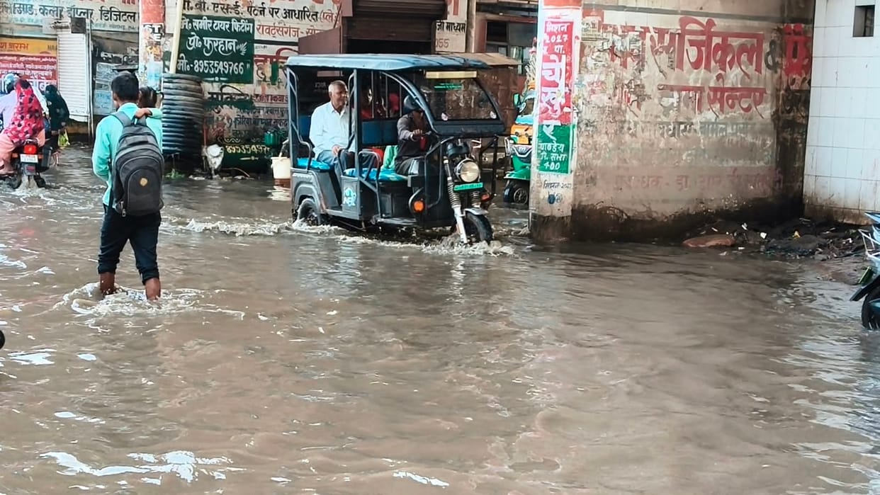 Roads got waterlogged after half an hour of rain.