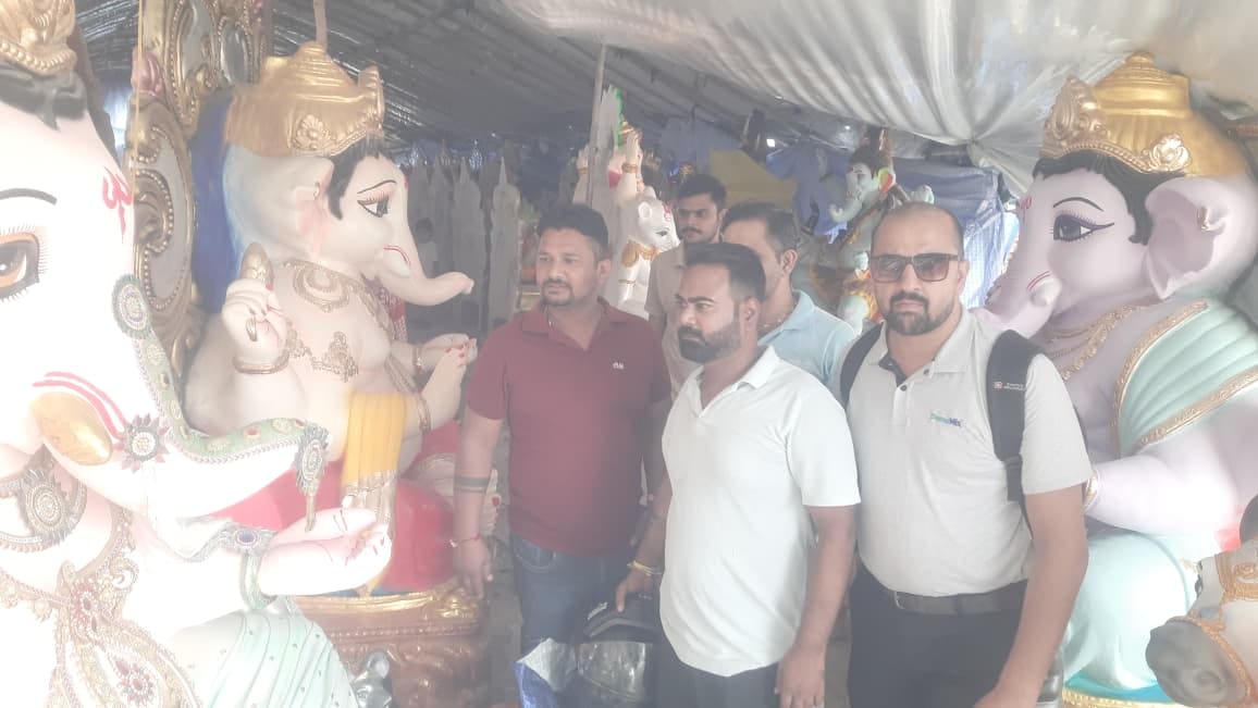 Artisans busy giving the final touches to idols for the Ganesh festival