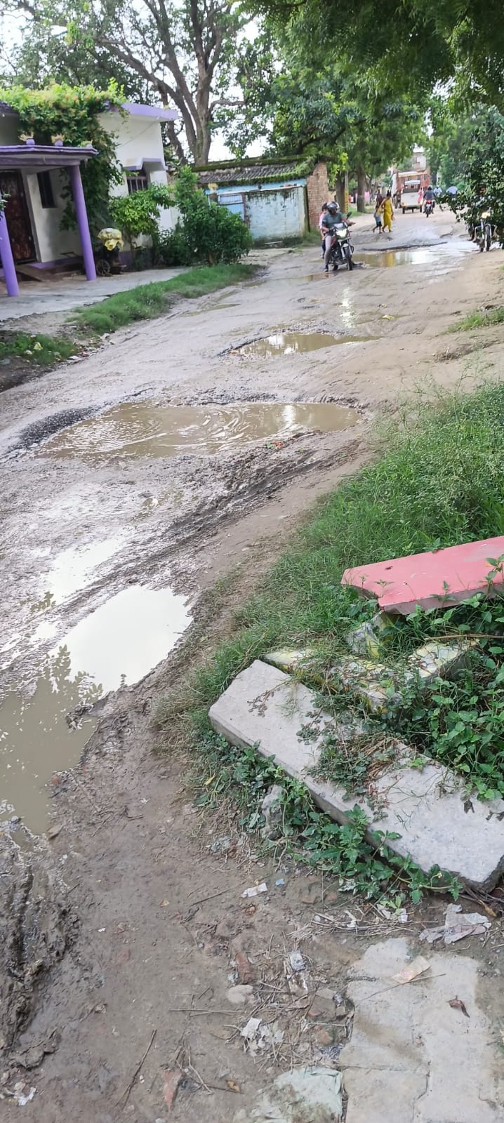 Potholes on Lohraiya's roads become a nuisance.