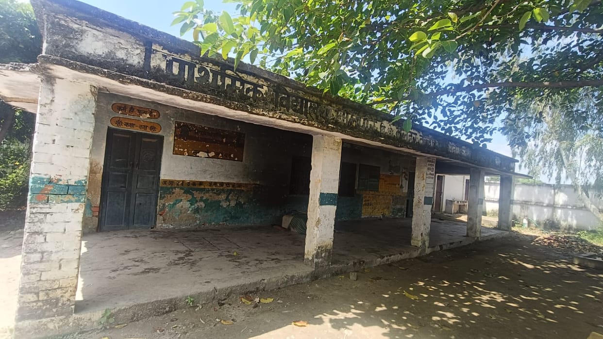 Dilapidated building on school premises poses an accident risk.