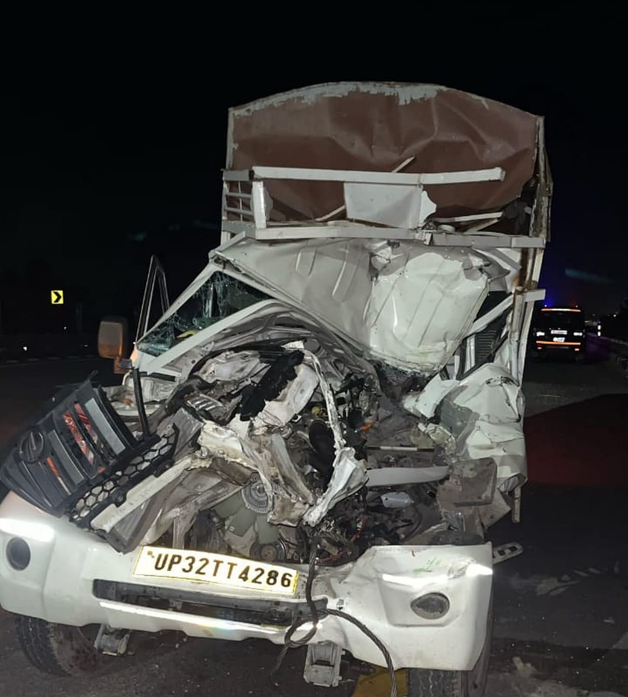 Pickup truck collides with bus on Purvanchal Expressway; driver injured.