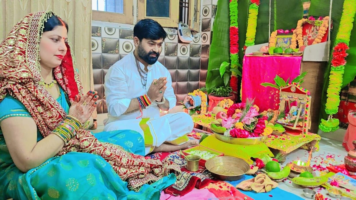 Women observed the *Nirjala* (waterless) Hartalika Teej fast and performed worship rituals.
