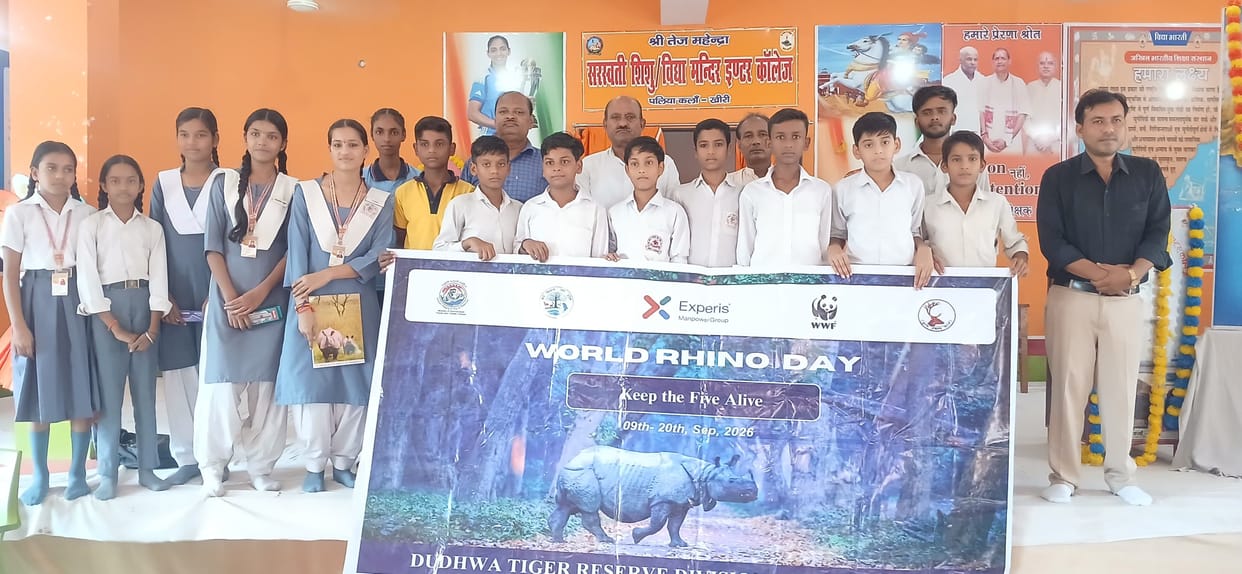 Children win prizes for drawing pictures depicting rhino conservation