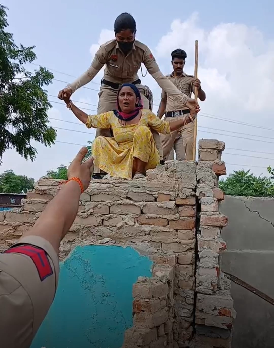 Demolition drive carried out in Prem Nagar settlement to clear encroachments on the green belt.