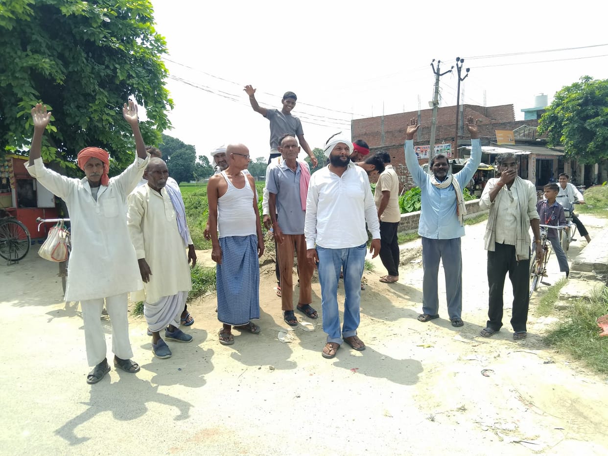Villagers protest demanding the reconstruction of a broken culvert