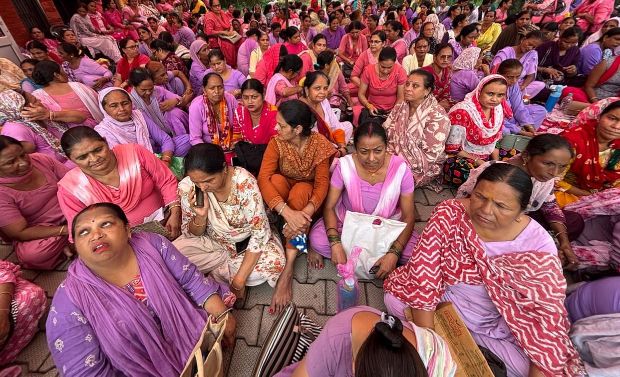 Anganwadi workers demand to be declared government employees