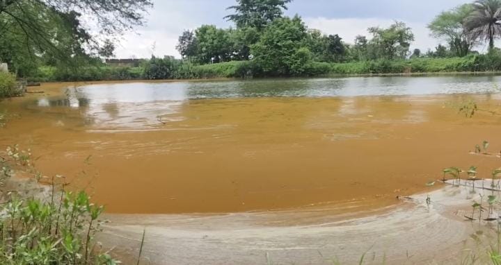 Pond water stays red year-round in Korba's Kolihamura, lime treatment fails, villagers stop using it,