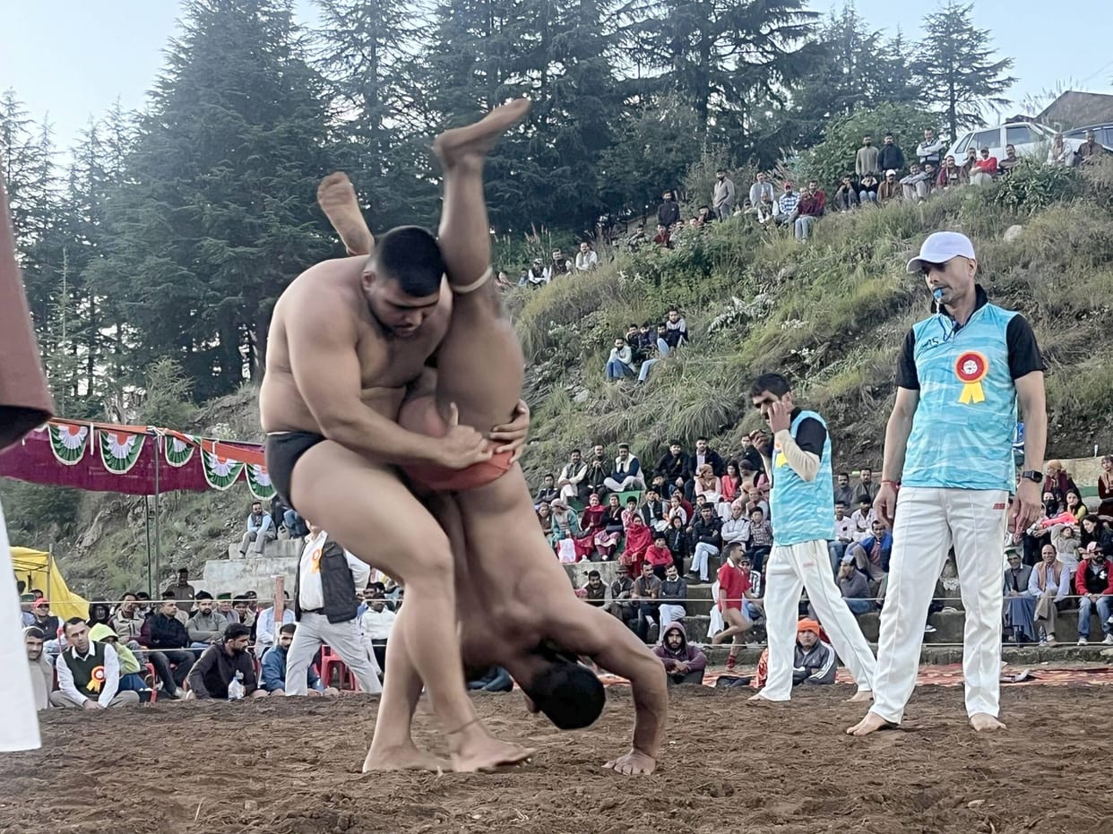 Wrestlers displayed their prowess at the Rishi Panchami Dangal