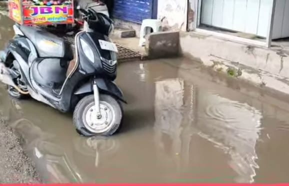 Rainwater causes trouble in Dadri Market.