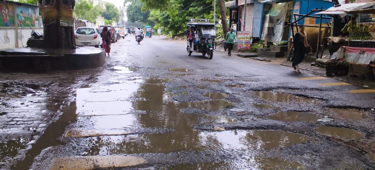 In some places, there are more than 20 potholes within a 20-meter stretch, while in others, it is difficult to even count them.