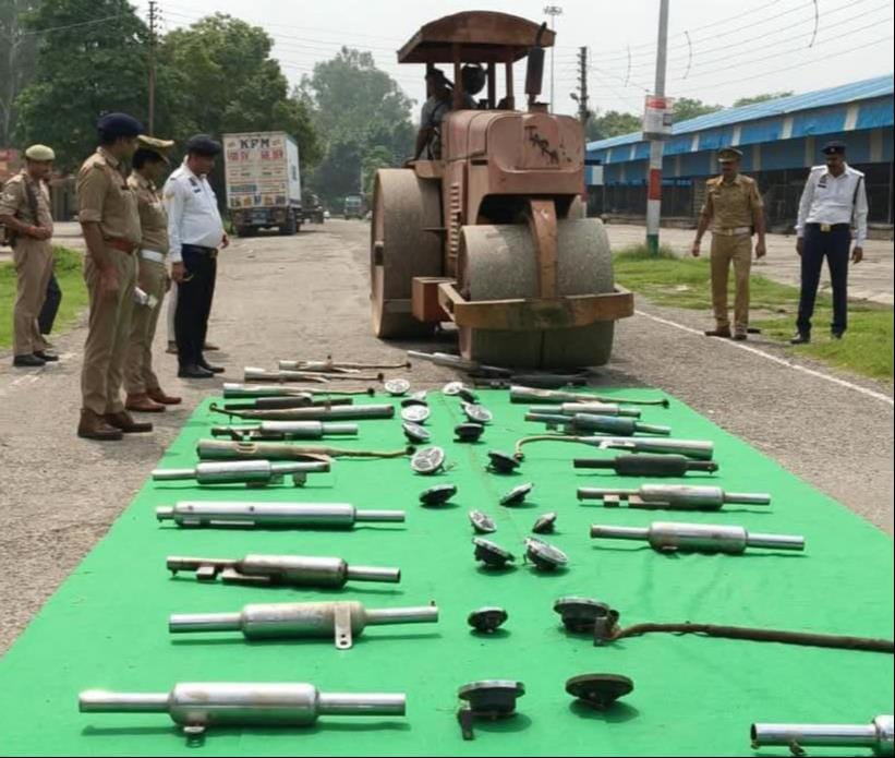 Bulldozers were used on 65 silencers and 40 pressure horns that made firecracker-like sounds.