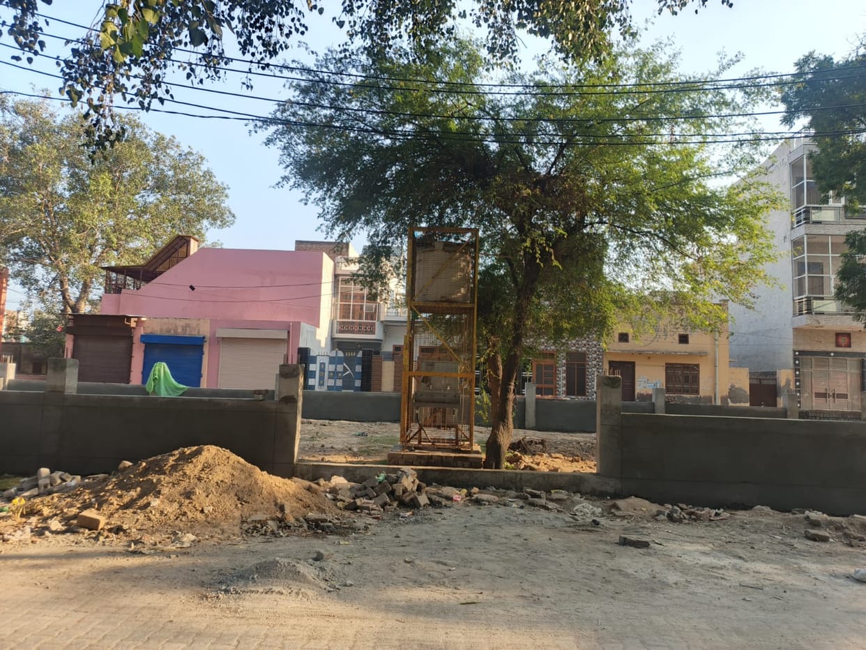 Yoga center under construction in Julana; residents will be able to practice yoga and exercise in the morning and evening.